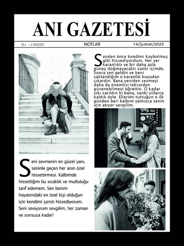 Kişiye Özel Fotoğraflı Anı Gazetesi Pano – Sevgiliye Hediye – Model 02 - 1