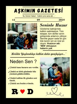 Kişiye Özel Fotoğraflı Anı Gazetesi Pano – Sevgiliye Hediye - Model 05