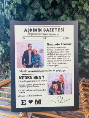 Kişiye Özel Fotoğraflı Anı Gazetesi Pano – Sevgiliye Hediye - Model 05 - 3