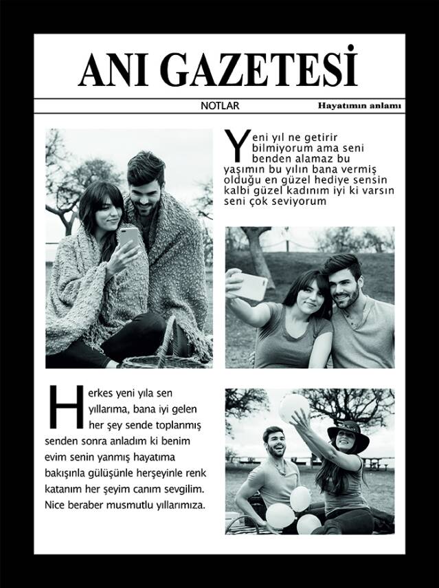 Kişiye Özel Fotoğraflı Anı Gazetesi Pano – Sevgiliye Hediye - Model 06 - 1