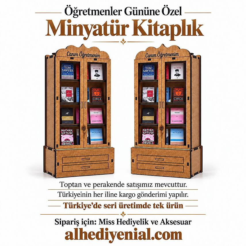 Öğretmenler Gününe Özel İsimli Minyatür Kitaplık – 12 Kitaplık - 1