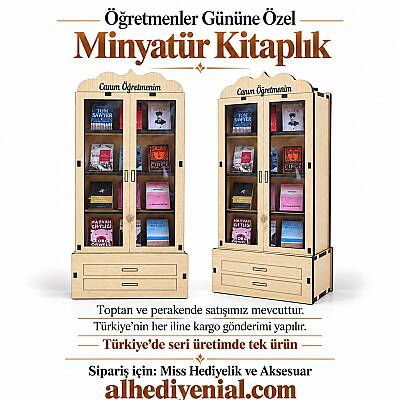 Öğretmenler Gününe Özel İsimli Minyatür Kitaplık – 12 Kitaplık - 3
