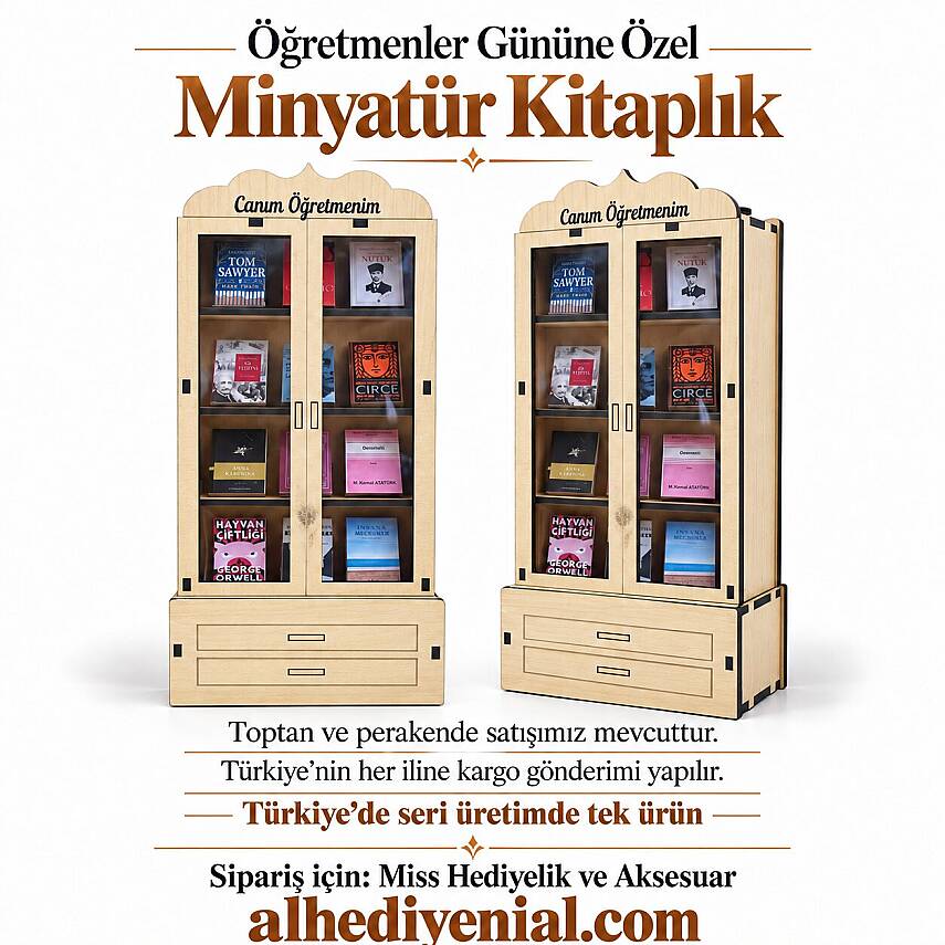 Öğretmenler Gününe Özel İsimli Minyatür Kitaplık – 12 Kitaplık - 3